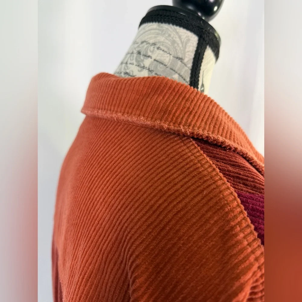 Oli & Hali Raw Edge Oversized Button Down Pocketed Corduroy Shacket Size M - Picture 5 of 14